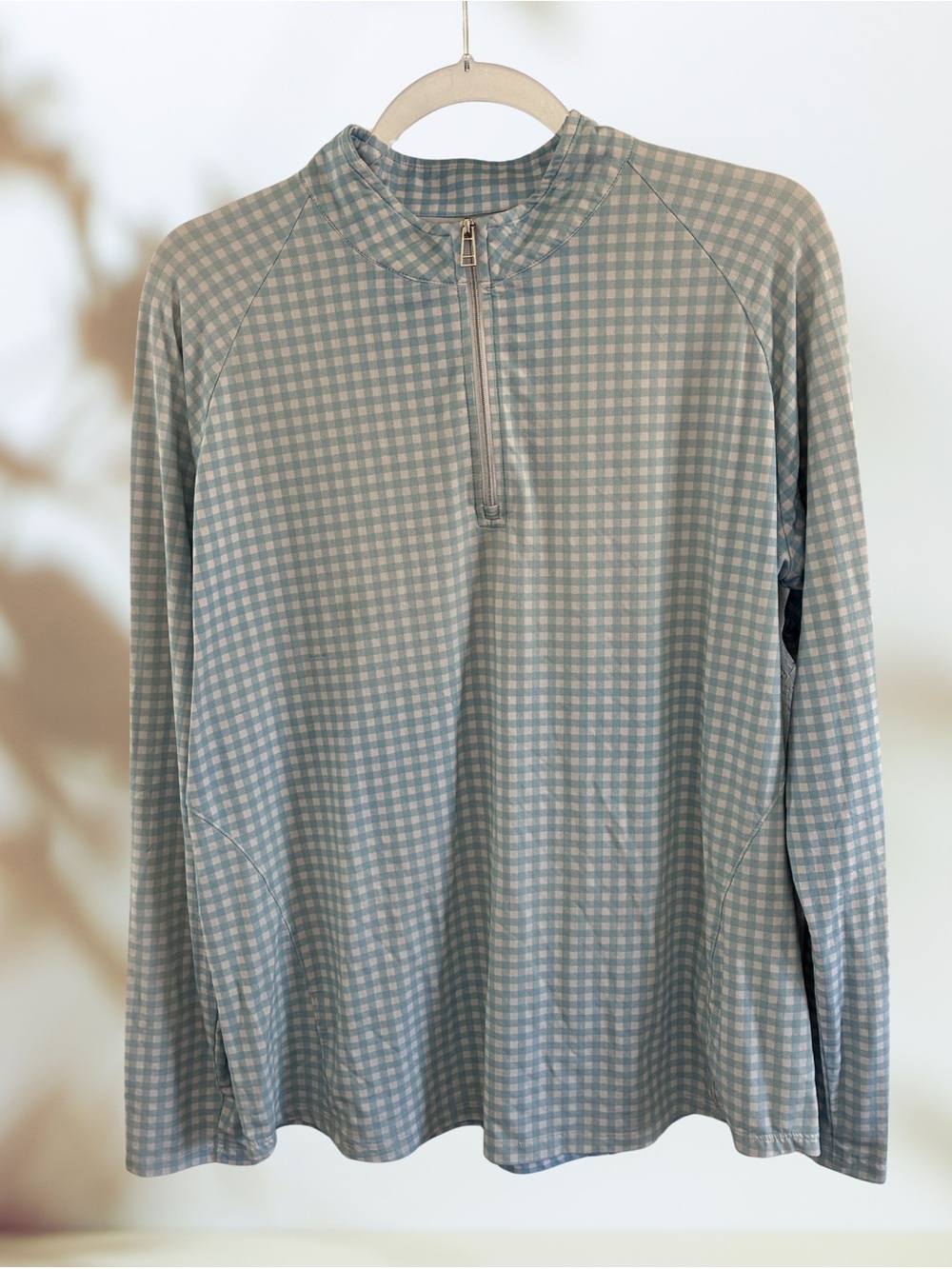 Womens Coolbirdie quarter zip pullover long sleeve athletic/golf XL gingham